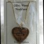 Double Layered Heart Cross Olive Wood Pendant Necklace With Gold Chain