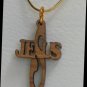 Olive Wood 'Jesus' Pendant Necklace With Gold Chain