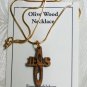 Olive Wood 'Jesus' Pendant Necklace With Gold Chain