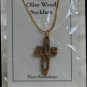 Olive Wood 'Jesus' Pendant Necklace With Gold Chain