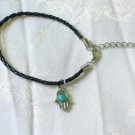 Hamsa Black String Pendant Bracelet Kabbalah Turquoise Stone