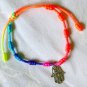 Hamsa Pendant Rainbow String Bracelet Amulet Kabbalah