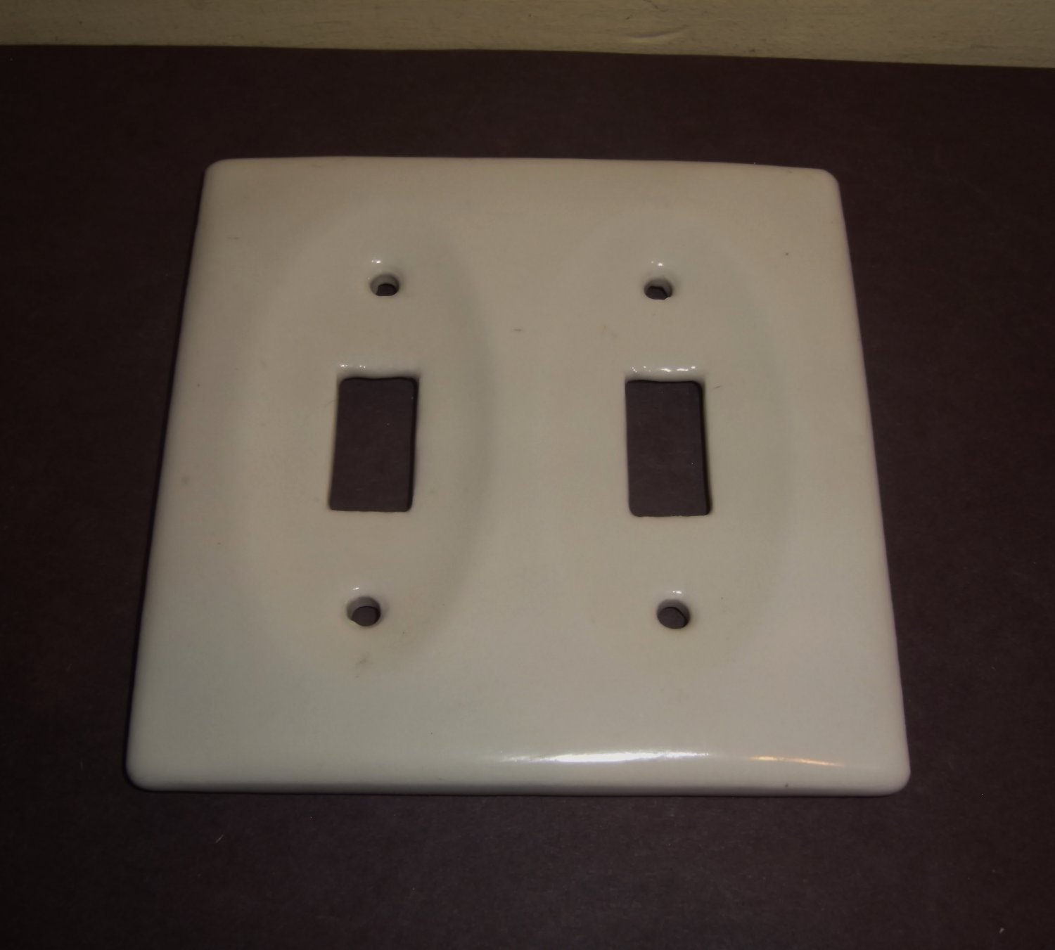 Porcelain Light Switch Cover Plate Vintage Double Toggle White