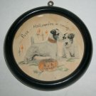 HALLOWEEN Terrier Pumpkin Print Frame Vintage