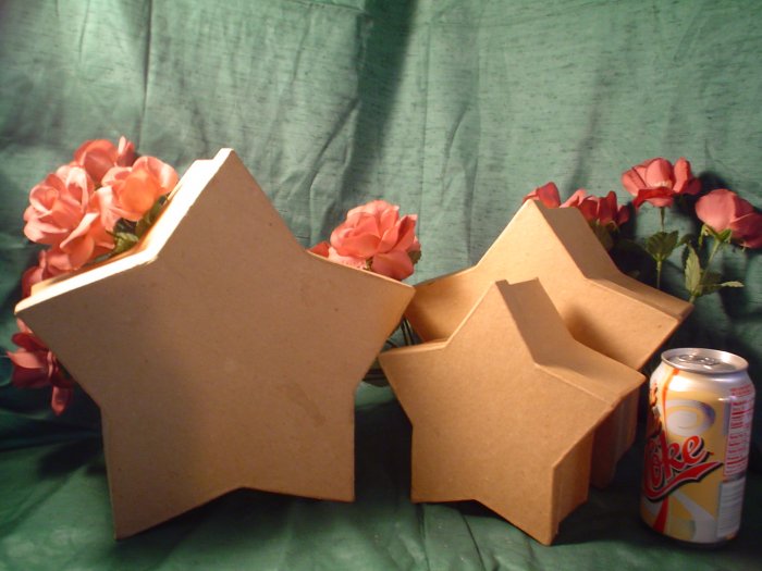 Set of Three Paper Mache Star Stacking Boxes