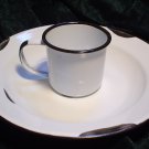 Enamelware Shallow Bowl and Cup ~ Black and White