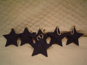 (12) Paper Mache Blue Textured Star Ornaments