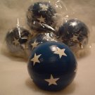 Six Blue with Stars Ball Ornaments