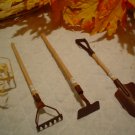 Three Sets Mini Rusty Metal Doll Garden Tools