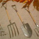WOOD & GALVANIZED METAL DOLL GARDEN TOOLS