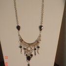 Peruvian Jewelry Alpaca Silver and Black Onyx Stone Necklace