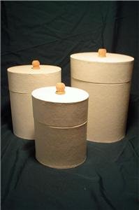 PAPER MACHE VANILLA OVAL CANISTERS-READY TO PAINT