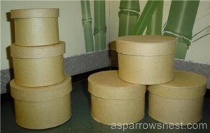 PAPER MACHE (2) ROUND  STACKING BOX SETS -READY TO PAINT
