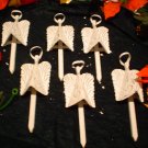 CHIPPY WHITE METAL ANGEL GARDEN PICKS