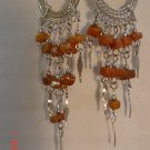 Peruvian Jewelry Alpaca Silver and Brown Casajo Stone Chandeleir Earrings