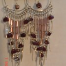 Peruvian Jewelry Alpaca Silver and Burgundy Casajo Stone Chandeleir Earrings