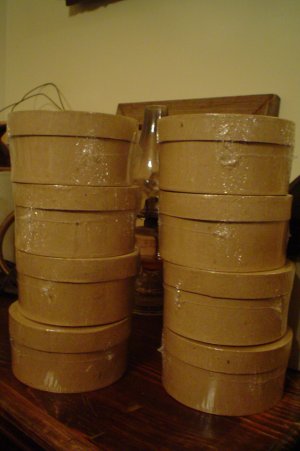 24 Round Paper Mache Stacking Boxes - 8 Sets