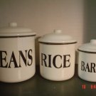 ENAMELWARE CANISTERS – BEAN, RICE, BARLEY