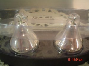 Silver Toned Pear Salt and Pepper Shakers Set