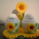 Ceramic Sunflower Salt and Pepper Shakers Set with Holder