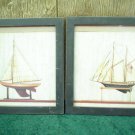 TWO SIMPLE NAUTICAL BOAT PRINTS FRAMED