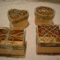 PAPER MACHE 4 MINI  BOXES WITH Green/Gold Wire Lids