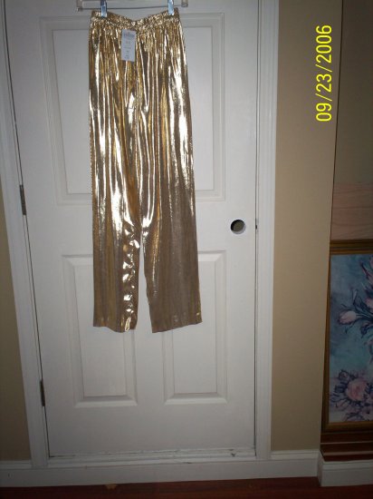 gold lame pants