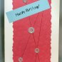 Pink Lined Birthday - Handcrafted Card