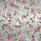 White Polyester Sheer Fabric with Pink and Yellow Flowers 60" wide x 2.75 Yards