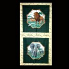 African Savannah Elephant and Lion Cotton Fabric 14" x 14" Pillow Top Panels