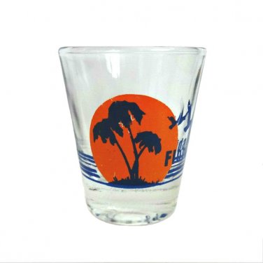 Florida Palm Tree Sunset Clear Glass Souvenir Shot Glass