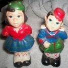 DUTCH KIDS CERAMIC SALT & PEPPER SHAKER SET WITH CORKS - OLD