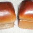 CERAMIC LOAF OF BREAD SALT & PEPPER MARKED U.S.A. ON BOTTOM