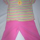 Cotton pink capri's, matching stripe top
