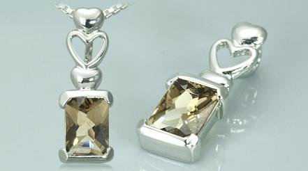 STERLING SILVER RADIANT CUT SMOKEY QUARTZ PENDANT