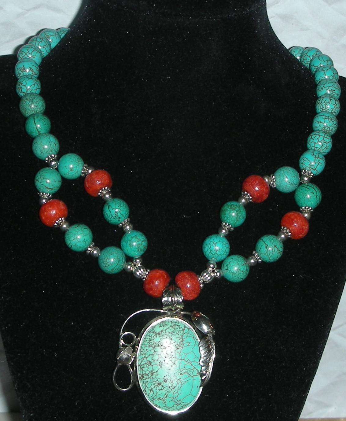 Genuine Turquoise, and Coral Necklace