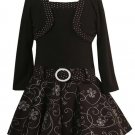 Rare Editions Black Embroidered Cardigan Dress Sz 7 NWT
