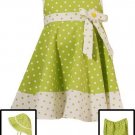 Rare Editions Lime Dotted Dress w/ Hat-Sz 12 months-NWT
