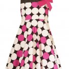 Rare Editions Fuschia/Black/Wh Dotted Dress-Sz 6X-NWT