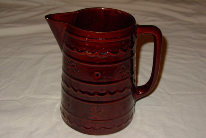 Vntg Marcrest Daisy Dot Brown Stoneware Jumbo Pitcher