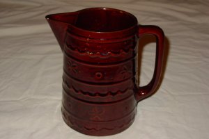 Vntg Marcrest Daisy Dot Brown Stoneware Jumbo Pitcher