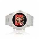 W968 Sliver Quad Band Stainless Steel Cell Phone Watch with FM Radio