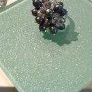 Freshwater cultured pearl and crystal adjustable ring
