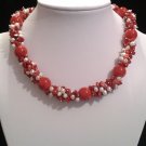 Multi gemstones and freshwater cultured white pearls in sterling sliver necklace