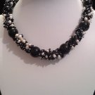 Multi gemstones and freshwater cultured white pearls in sterling sliver necklace