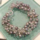 Freshwater cultured pearl and crystal bracelet