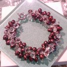 Freshwater cultured pearl and crystal bracelet