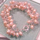 Freshwater cultured pearl and crystal bracelet