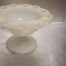 Vintage White Milkglass "Open-Lace" Compote
