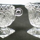 VINTAGE INDIANA GLASS CREAMER & SUGAR PRETZEL PATTERN